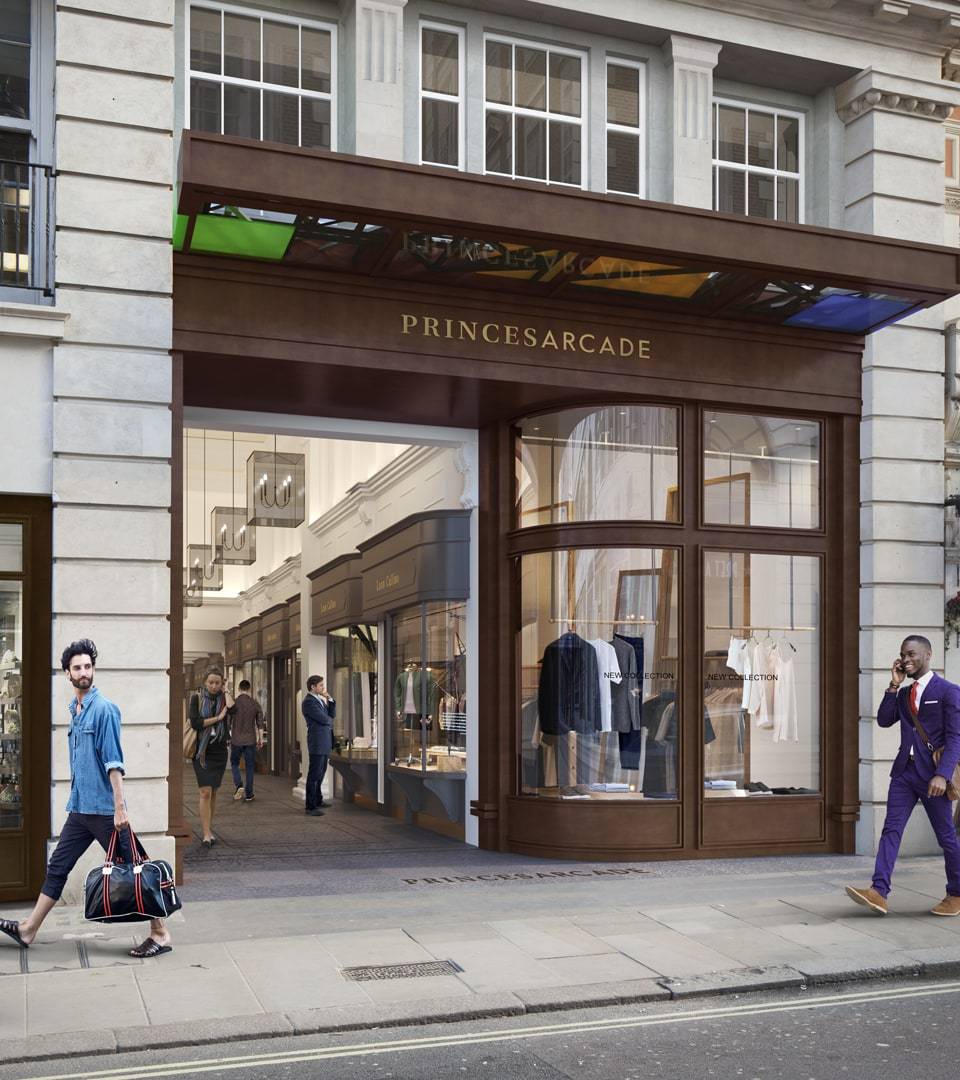 property branding for princes arcade London - cgi