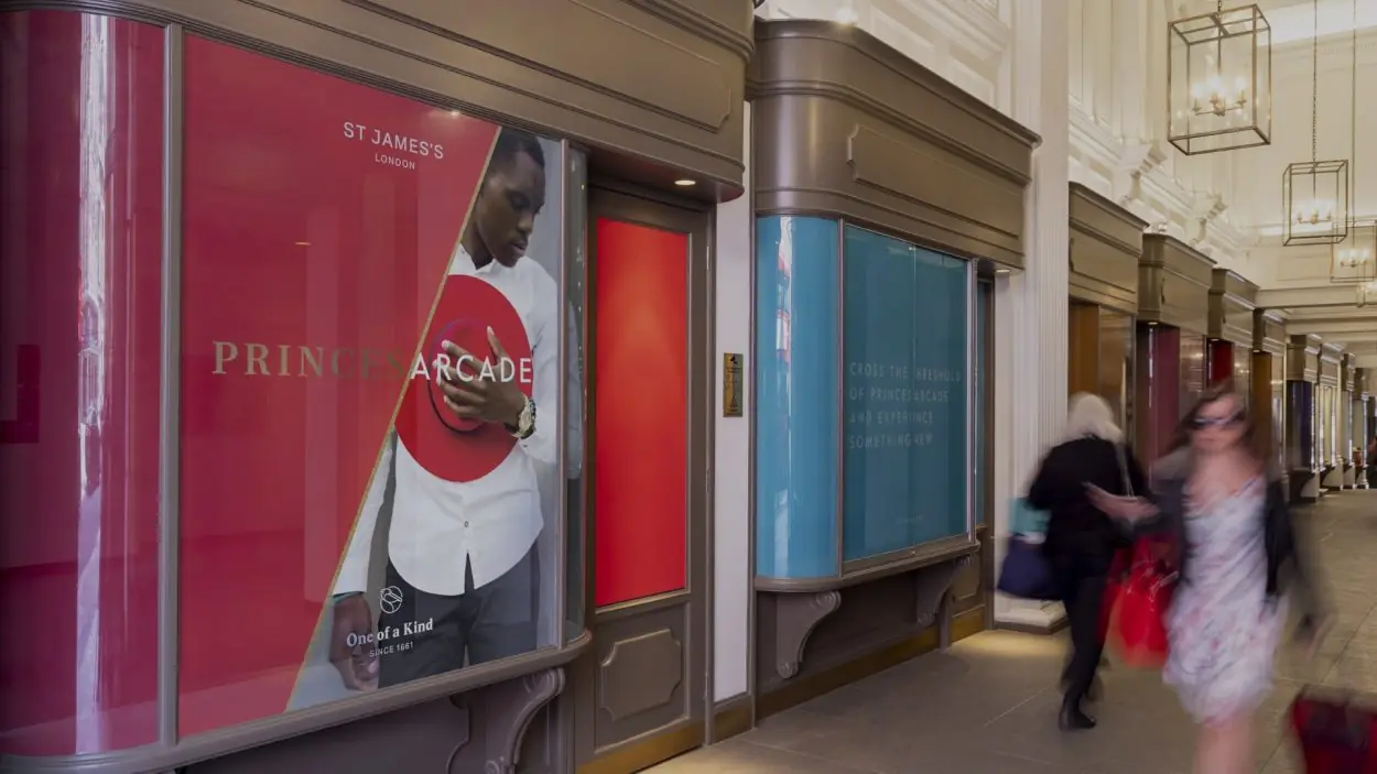 property marketing for princes arcade London - retail signage